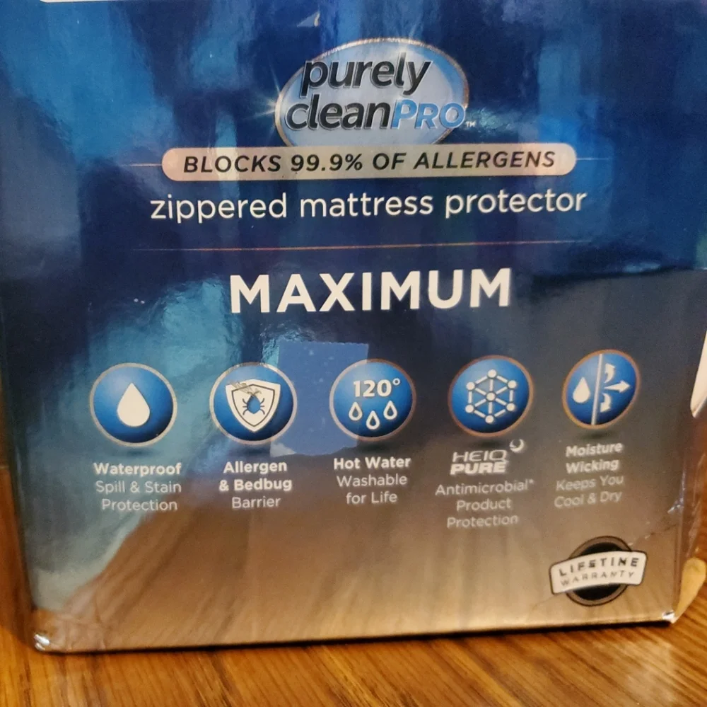 ALLEREASE Maximum Mattress Protector Blocks 99.9% Allergens White Full Flex Fit